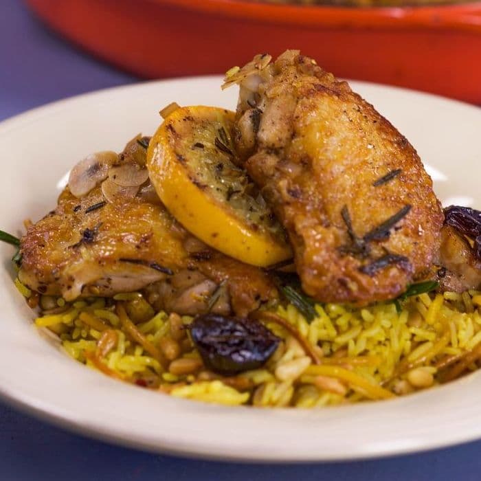 image of Chicken with saffron, raisins & pine nuts