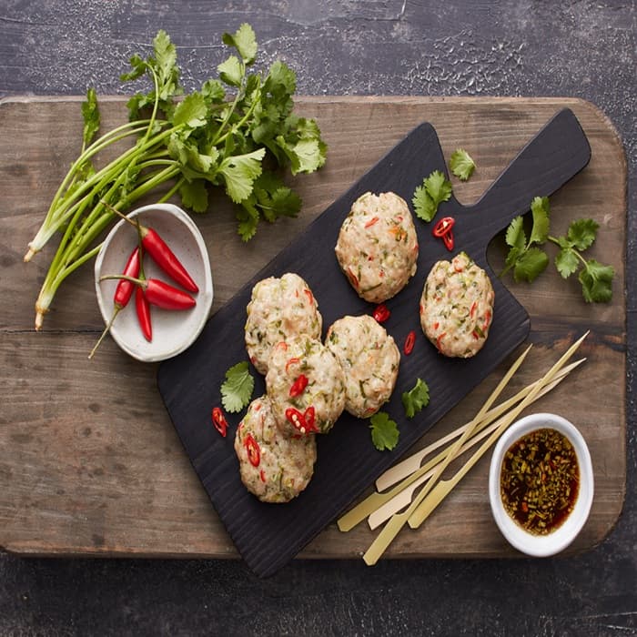 image of Thai chicken cakes with sweet chilli sauce