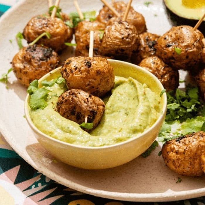image of Avocado dip with new potatoes