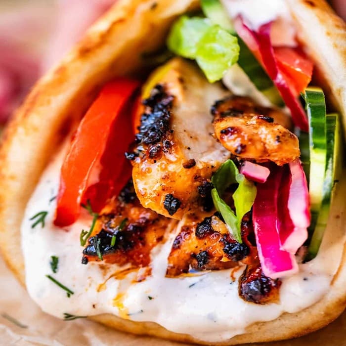 image of Chicken Shawarma with homemade garlic herb yoghurt sauce