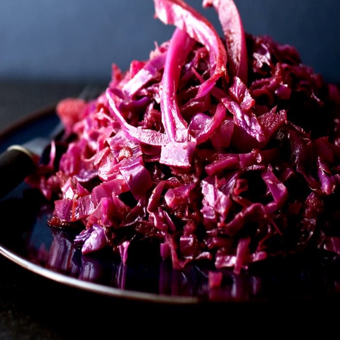 image of Rosemary braised red cabbage with kabanos