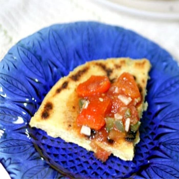image of Algerian Bouzgene Berber Bread with Roasted Pepper Sauce