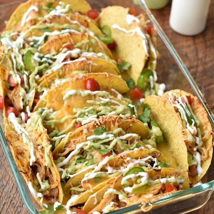 image of Crock Pot Chicken Baked Tacos
